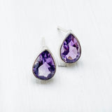 Amethyst Teardrop Silver Stud