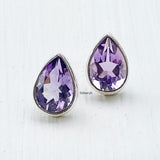 Amethyst Teardrop Silver Stud