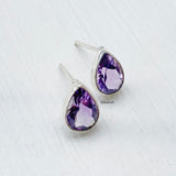 Amethyst Teardrop Silver Stud