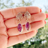 Amethyst Tree Silver Earring