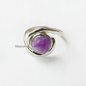 Amethyst Twist Silver Ring