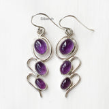 Amethyst Wave Silver Earring