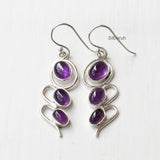 Amethyst Wave Silver Earring