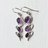 Amethyst Wave Silver Earring