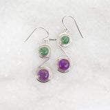 Amethyst & Green Aventurine Silver Earring