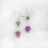 Amethyst & Green Aventurine Silver Earring