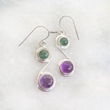 Amethyst & Green Aventurine Silver Earring