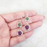 Amethyst & Green Aventurine Silver Earring