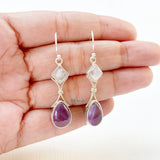 Amethyst & Rainbow Moonstone Silver Earring