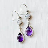 Amethyst & Rainbow Moonstone Silver Earring