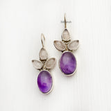 Amethyst & Rose Quartz Silver Earring