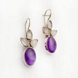 Amethyst & Rose Quartz Silver Earring