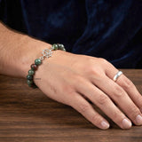 8mm Bloodstone bead bracelet with silver anchor