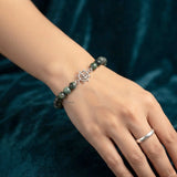 Handcrafted silver anchor bracelet with natural Bloodstone beads