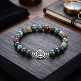 Natural Bloodstone 925 silver anchor bracelet