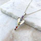 Angel wing seven chakra silver pendant handcrafted in 925 sterling silver