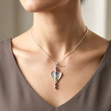 Seven chakra gemstone angel wing pendant with natural stones