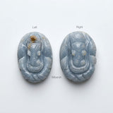 Hand-carved Angelite Ganesha idol in natural blue stone