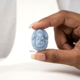 Blue Angelite stone Ganesha carving symbolising wisdom and peace