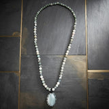 Aqua Banded Onyx & Tree Agate Beaded Necklace