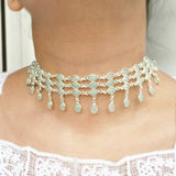 Aqua Chalcedony Choker Silver Necklace