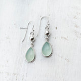 Aqua Chalcedony Drop Silver Earring