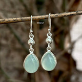 Sterling Silver Teardrop Aqua Chalcedony Earrings