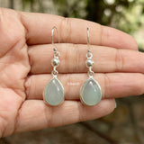 Natural Chalcedony Silver Earrings for Women