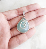 Aqua Chalcedony Drop Silver Pendant