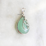 Aqua Chalcedony Drop Silver Pendant