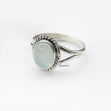 Aqua Chalcedony Knotted Silver Ring