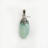 Aqua Chalcedony Marquise Filigree Silver Pendant
