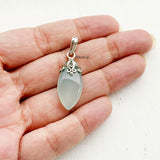 Aqua Chalcedony Marquise Filigree Silver Pendant