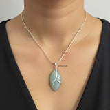 Aqua Chalcedony Marquise Silver Pendant