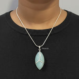 Aqua Chalcedony Marquise Silver Pendant