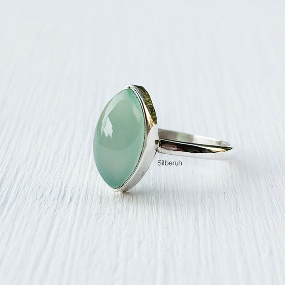 Aqua Chalcedony 925 Silver Ring