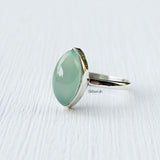 Aqua Chalcedony 925 Silver Ring
