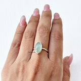 Aqua Chalcedony Gemstone Ring in 925 Silver