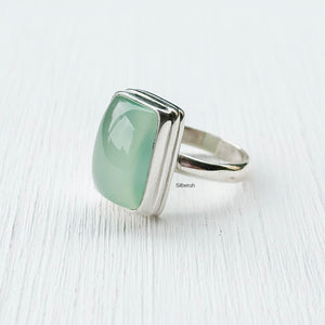 Aqua Chalcedony ring in 925 sterling silver – calming energy