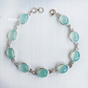 Aqua Chalcedony Silver Bracelet
