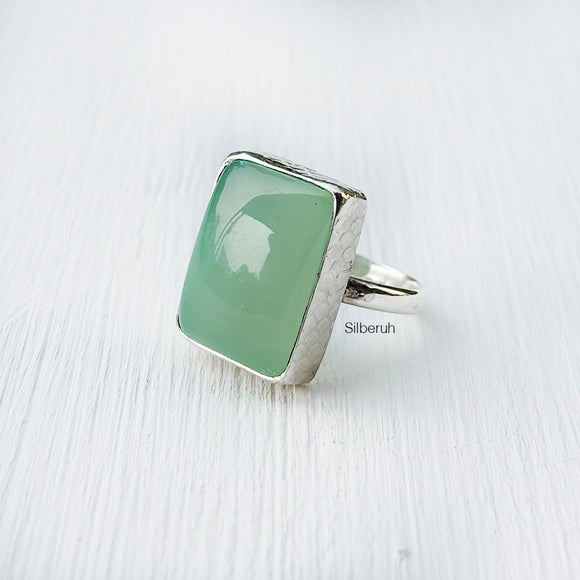 Aqua Chalcedony 925 Silver Ring – Natural Aqua Gemstone Jewellery