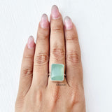 Calming Aqua Chalcedony Gemstone Ring in 925 Silver