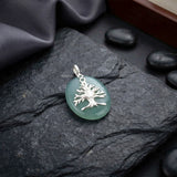 Aqua Chalcedony Silver Tree Pendant