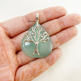 Aqua Chalcedony Silver Tree of Life Pendant