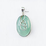 Aqua Chalcedony Swirl Silver Pendant