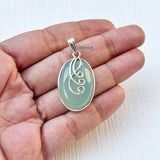 Aqua Chalcedony Swirl Silver Pendant
