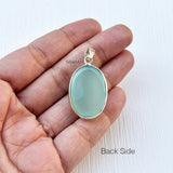 Aqua Chalcedony Swirl Silver Pendant