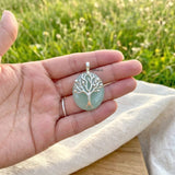 Aqua Chalcedony Tree Silver Pendant
