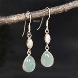 Aqua Chalcedony & Mother of Pearl Silver Earring