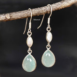 Aqua Chalcedony & Mother of Pearl Silver Earring